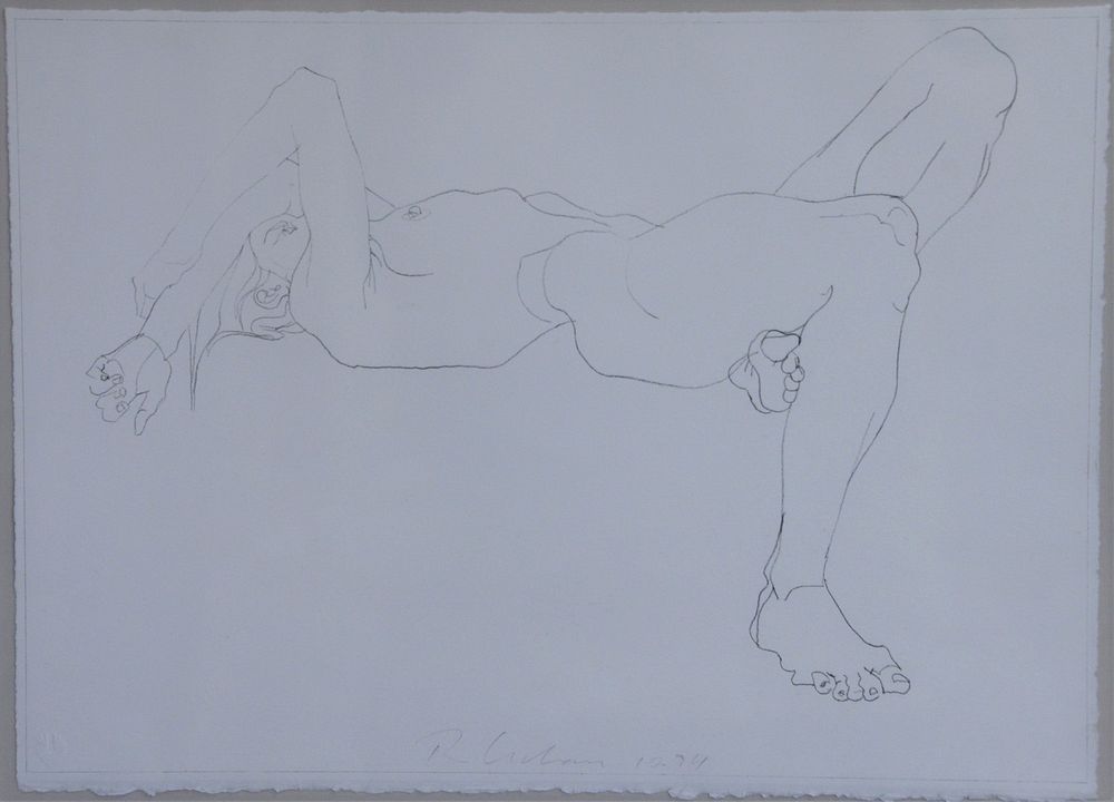 Appraisal: Robert Graham - print nude laying down pencil signed and