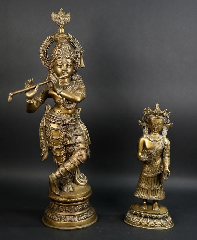 Appraisal: brass religious sculptures Krishna H Dipankara H Minor wear and