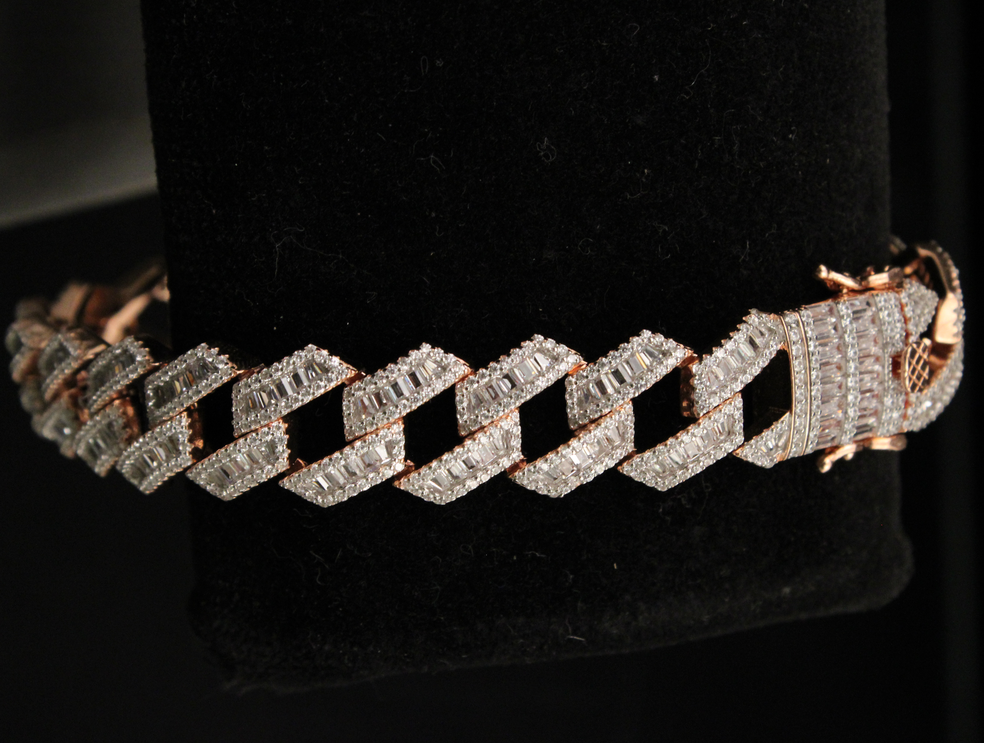 Appraisal: STERLING SILVER FAUX DIAMOND BRACELET rose gold plated sterling silver