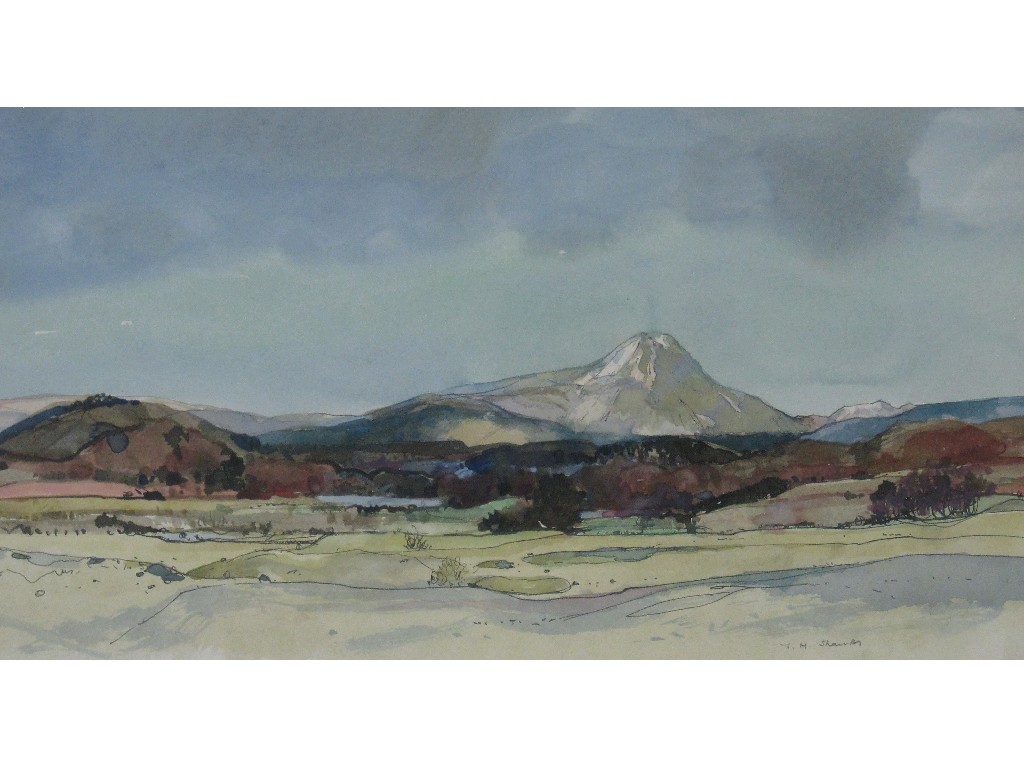 Appraisal: TOM H SHANKS Pen and wash 'Ben Lomond and the