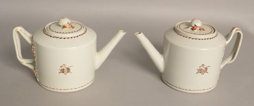 Appraisal: Pair of Chinese export porcelain teapots ca h