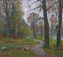 Appraisal: Alexander Alexandrovsky Russian born Park Rain Oil on canvas Initialed