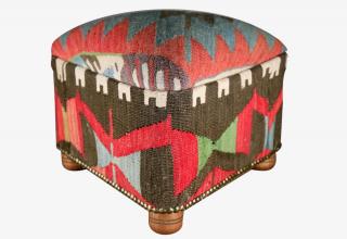 Appraisal: Upholstered Kilim Stool Triangular form in h x in w