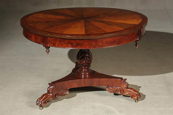 Appraisal: William IV Inlaid Mahogany and Mixed Wood Breakfast Table Circa