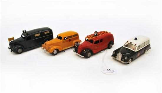 Appraisal: FOUR TEKNO MODELS INCLUDING FIRE DEPT ENGINE FALCK ZONEN POLICE