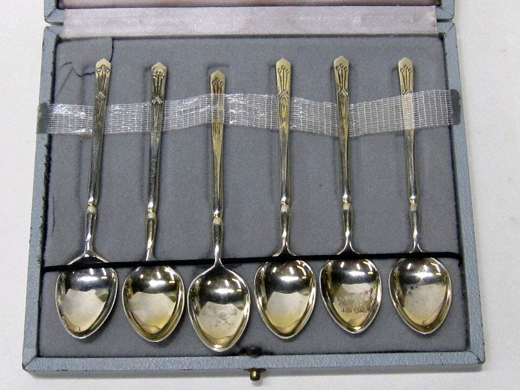 Appraisal: Cased set of six silver coffee spoons Birmingham