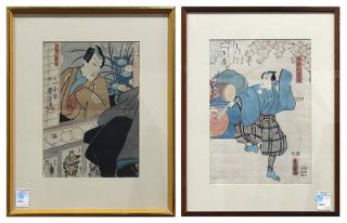 Appraisal: Japanese Woodblock Prints Toyokuni Kuniyoshi c lot of Japanese woodblock