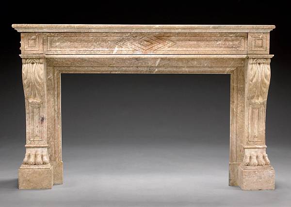 Appraisal: A Louis XVI style marble fire surround late th century