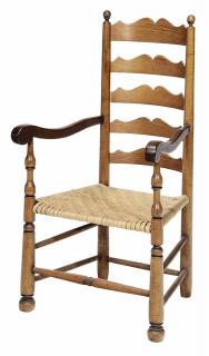 Appraisal: Delaware Valley Style Ladder -Arm Chair th century maple walnut