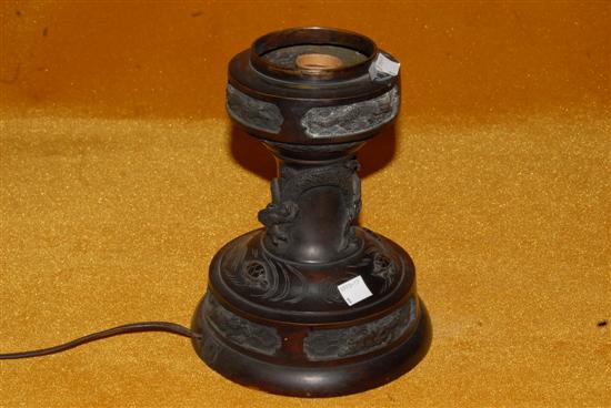 Appraisal: ANTIQUE CHINESE BRONZE LAMP BASE H