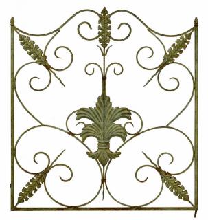 Appraisal: VERDE PATINATED SCROLL FOLIATE IRON GARDEN GATE Architectural verde patinated