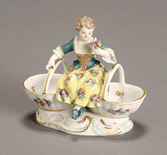 Appraisal: Meissen Figural Double Salt Second Quarter th Century The seated