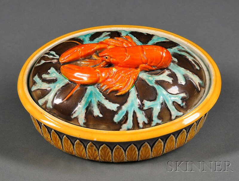 Appraisal: Wedgwood Majolica Lobster Dish and Cover England c oval form