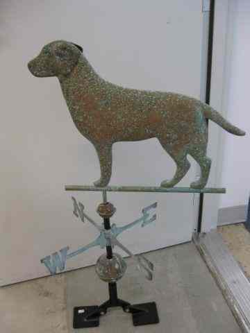 Appraisal: Copper Figural Dog Weathervane green patina finish with stand