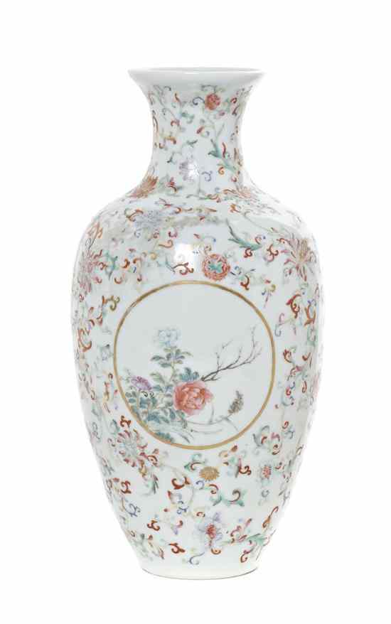 Appraisal: A Chinese Famille Rose Decorated Baluster Vase having scrolling floral