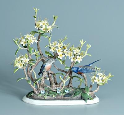 Appraisal: Boehm porcelain bird group Western bluebirds with azalea marked Boehm