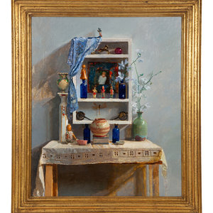 Appraisal: Douglas Ferrin American b Untitled 'Still Life with Lace Runner