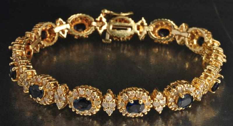 Appraisal: K Y Gold Diamond Sapphire Bracelet Description Diamonds ctw Sapphires