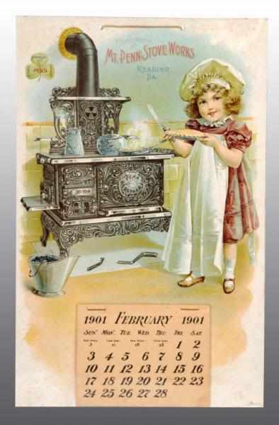 Appraisal: Mt Penn Stove Works Calendar Description Nice image of girl