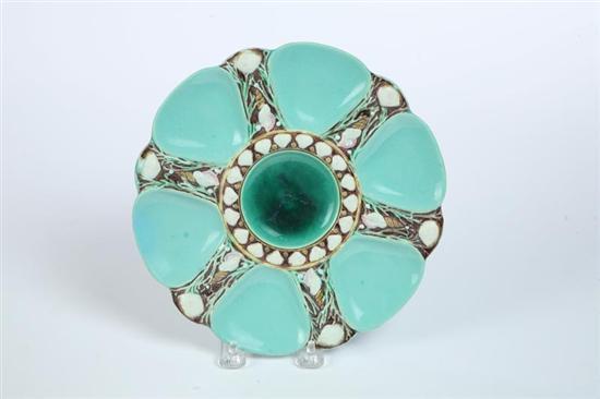 Appraisal: MAJOLICA OYSTER PLATE English nd half- th century Seafoam pattern