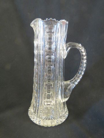 Appraisal: Cut Glass Tall Pitcher optic zipper style cut work brilliant