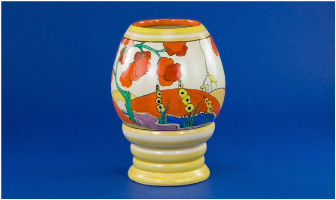 Appraisal: Clarice Cliff Vase C Bridgewater pattern Orange Bizarre range Shape