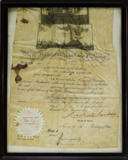 Appraisal: Andrew Jackson Signed Ship's Passport UNITED STATES DATED An American