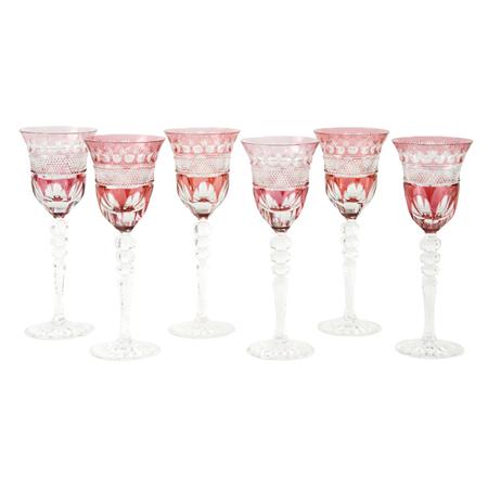 Appraisal: Set of Fifteen Ruby Cut to Clear Wine Glasses Estimate