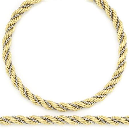 Appraisal: Two-Color Gold Rope-Twist Necklace and Bracelet Estimate -