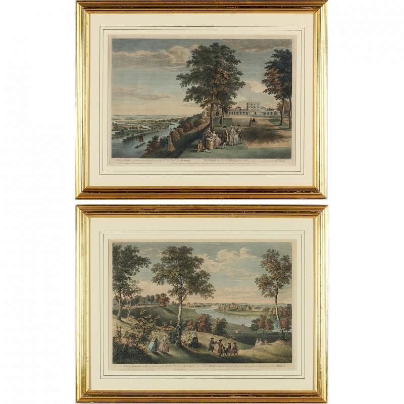 Appraisal: Pair of English th Century Country Views hand-colored copperplate engravings