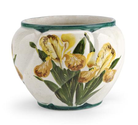 Appraisal: WEMYSS COMBE JARDINIERE CIRCA decorated with yellow iris impressed mark