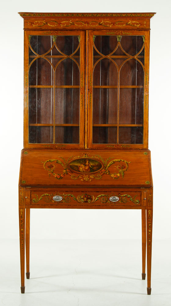 Appraisal: - th C English Satinwood Secretary th century English secretary