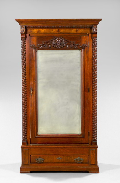 Appraisal: American Late Victorian Walnut and Circassian Walnut Single-Door Armoire fourth