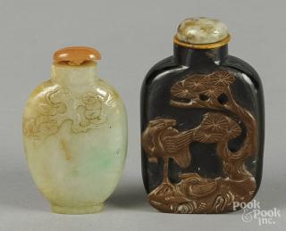 Appraisal: Chinese jadeite snuff bottle together with a cameo tiger eye