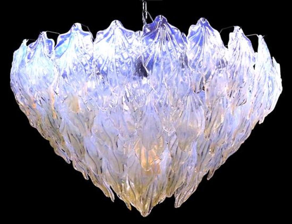 Appraisal: th C Italian Murano chandelier of tiered opalescent leaf-form discs