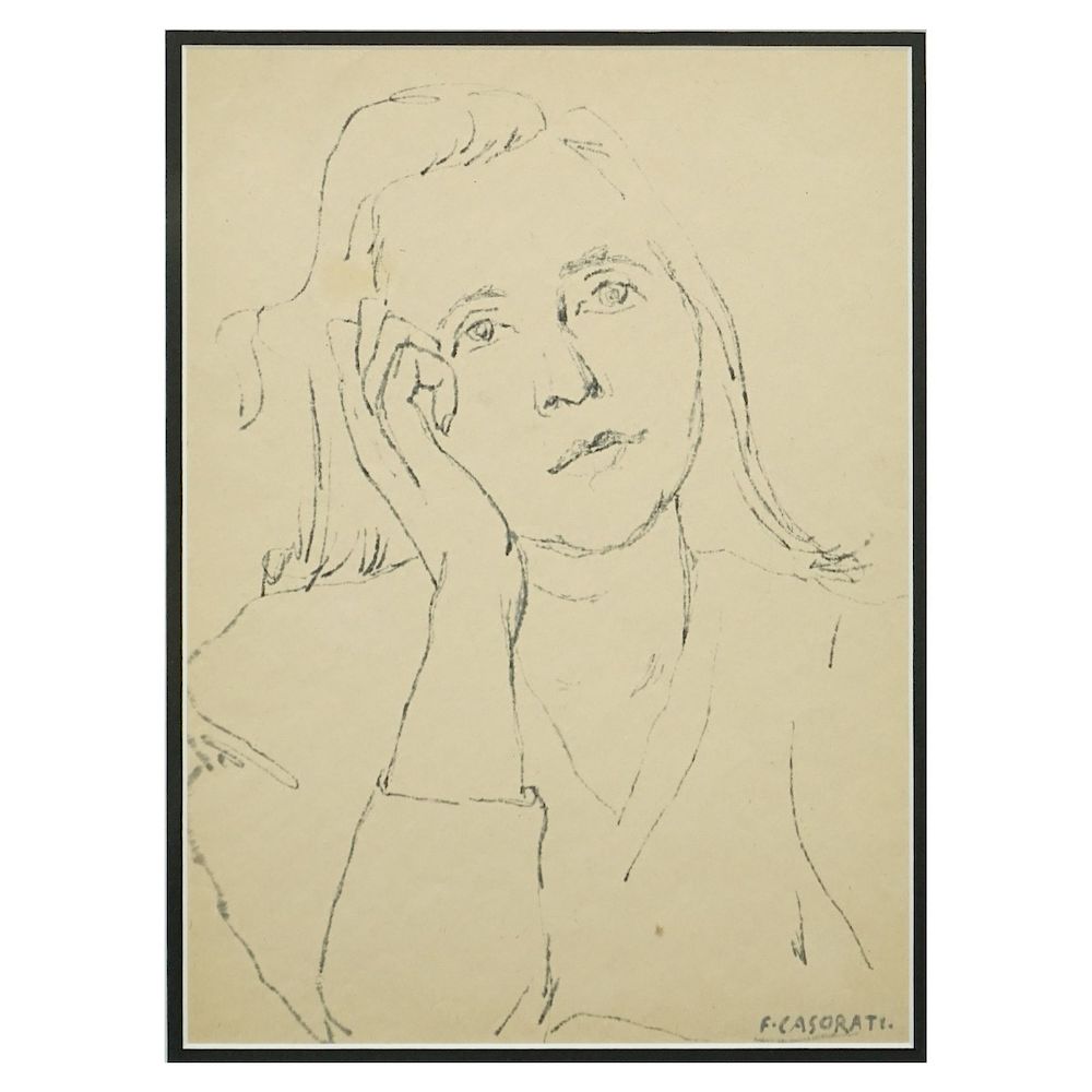 Appraisal: Attributed to Felice Casorati Ink Sketch Attributed to Felice Casorati