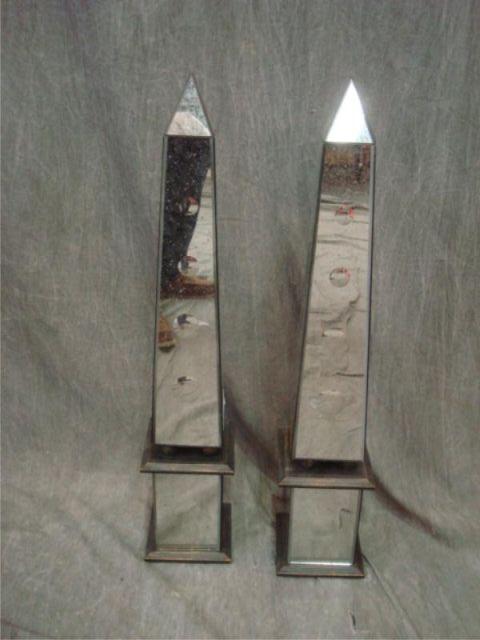 Appraisal: Pair of Mirrored Obelisks Dimensions high