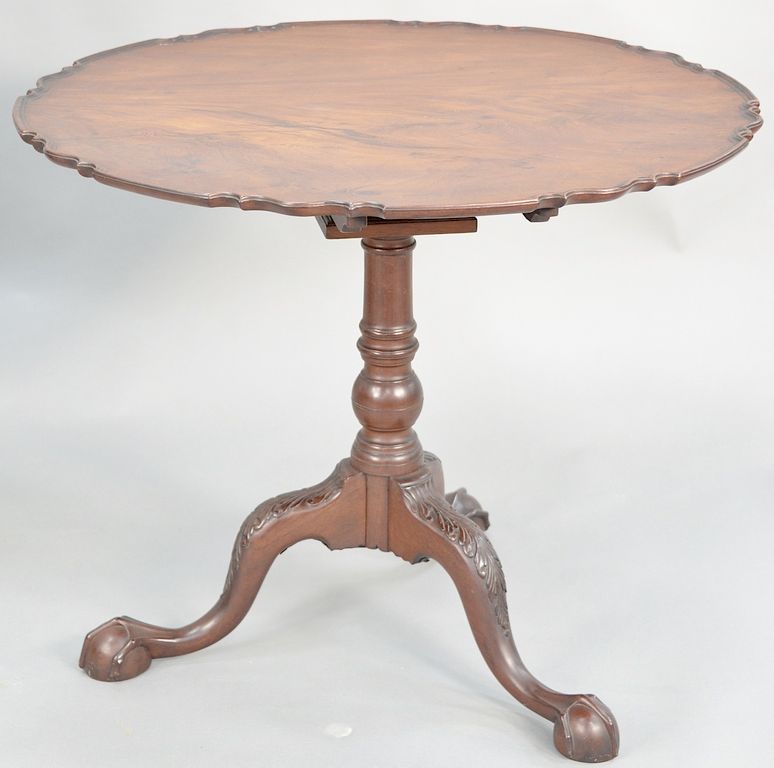 Appraisal: Chippendale mahogany table having large pie crust top on turned