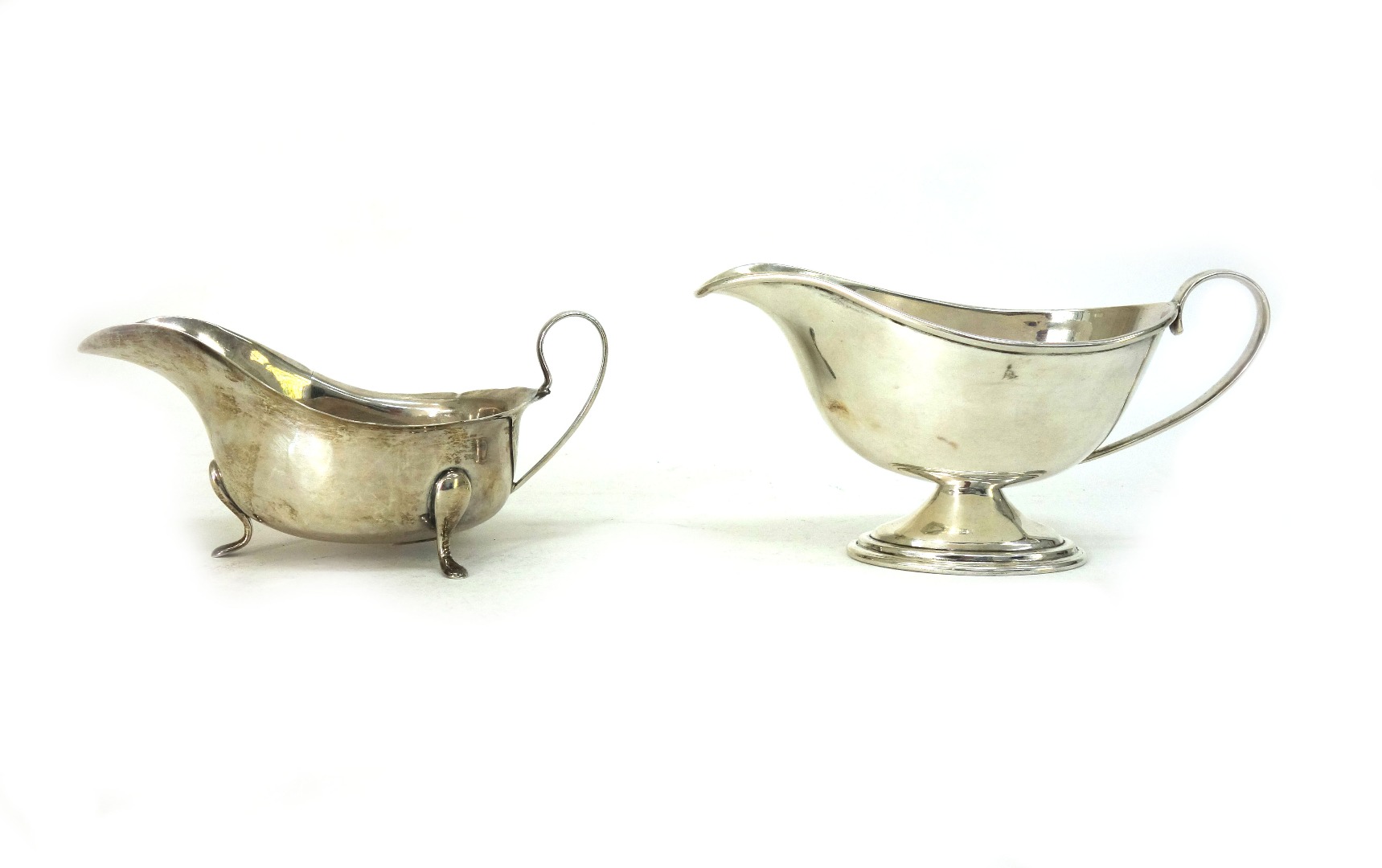 Appraisal: A George III style silver helmet sauce boat Birmingham on