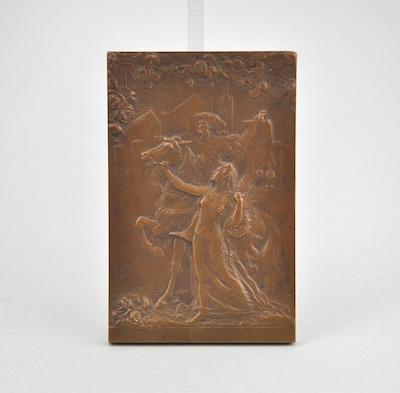 Appraisal: Rene Gregoire French - An Exposition Universelle bronze plaquette with