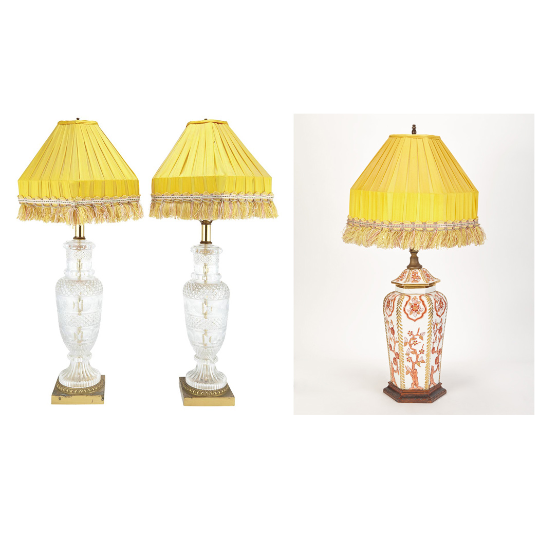 Appraisal: Pair of Neoclassical Style Molded Glass Lamps Each of baluster