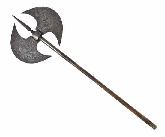 Appraisal: A Continental Steel and Wood Double Headed Battle Ax each