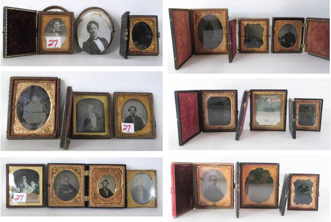 Appraisal: EIGHTEEN ANTIQUE PHOTOS stored in cases various sizes Eight are