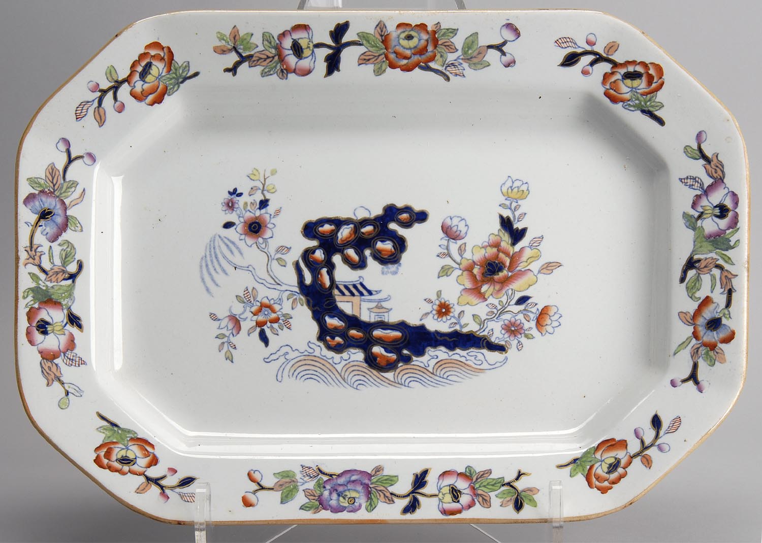 Appraisal: TH CENTURY ENGLISH GAUDY IRONSTONE PLATTER in octagonal form Length