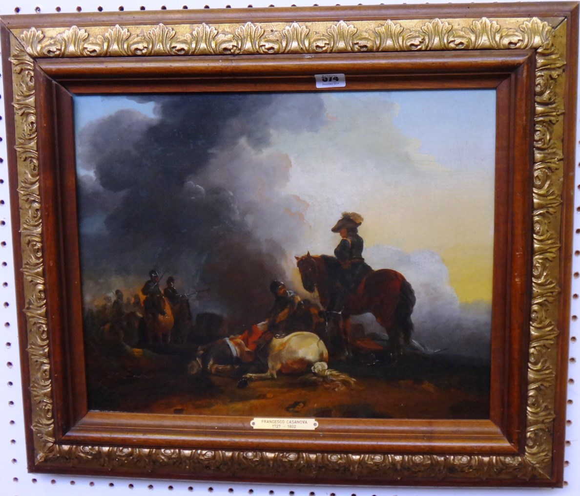 Appraisal: Circle of Francesco Casanova A Cavalry skirmish oil on panel