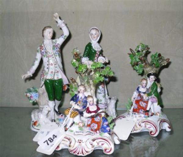 Appraisal: Four Continental porcelain figural groups