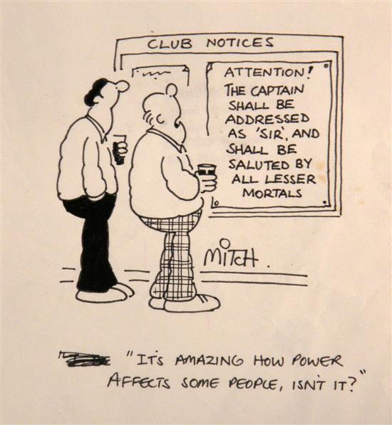 Appraisal: Roy Mitchell original golf cartoon 'It's amazing how power affects