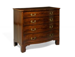 Appraisal: A GEORGE III MAHOGANY SERPENTINE CHEST OF DRAWERS A GEORGE