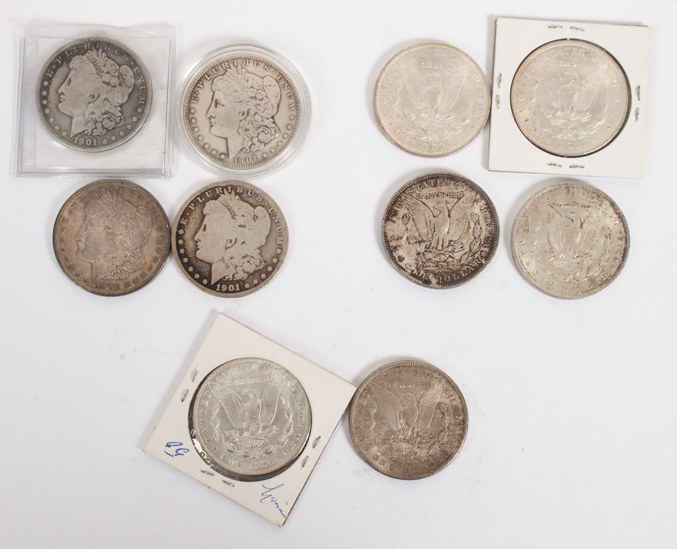 Appraisal: U S Silver Dollars Ten Morgan type -' four -O