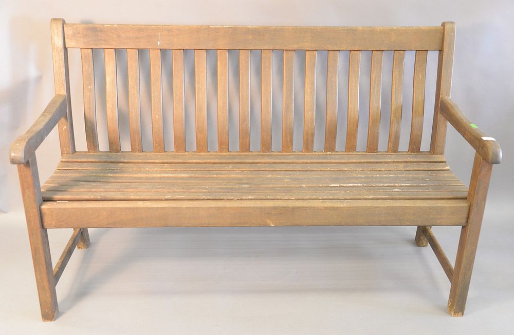 Appraisal: Gardeners teak bench ht wd Gardeners teak bench ht wd